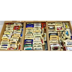  Large collection of boxed diecast vehicles comprising Days-Gone and other models, mostly Lledo in three boxes  