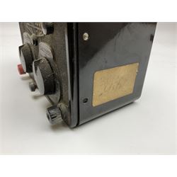 ASA Tokyo monocular microscope with black body, pitchfork base and wooden carrying box containing additional lenses No.47324 H29cm; Universal Avometer Model 8x Mk.III (Panclimatic); and Dansette 222 portable transistor radio (3)