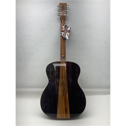 Tanglewood Folk/OM cedar and java wood acoustic guitar, the three-piece back with mango spalted wood insert; serial no.180914094 L101cm