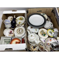 Collection of ceramics in four boxes to include two Meissen onion pattern blue and white plates, each with blue painted crossed swords mark to base,  Hornsea Fauna, West German plate etc