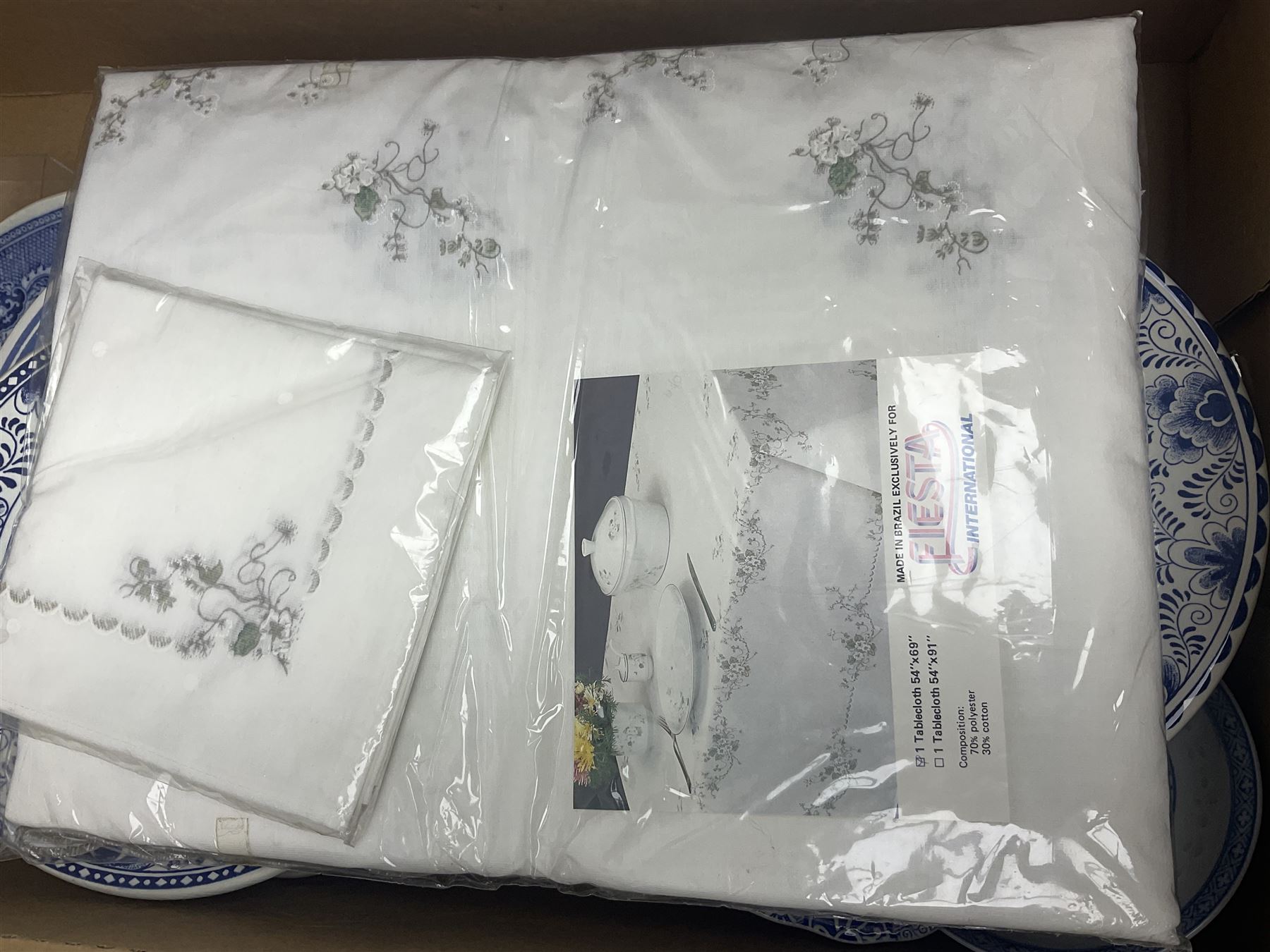 Set of metal weighing scales, pair of Chinese style ceramic table lamps, blue and white ceramics, oriental ceramics and a collection of other glassware, metal ware and collectables, in five boxes 