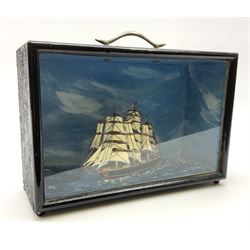 A cased diorama of the Cutty Sark, not including handle H16.5cm L24cm D9.5cm.