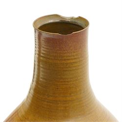 David Lloyd Jones (1928-1994): Large floor vase, with swirled brown glaze, impressed makers marks near base, H76cm