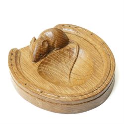 Mouseman - oak ashtray of horseshoe form, with carved mouse signature, by the workshop of ...