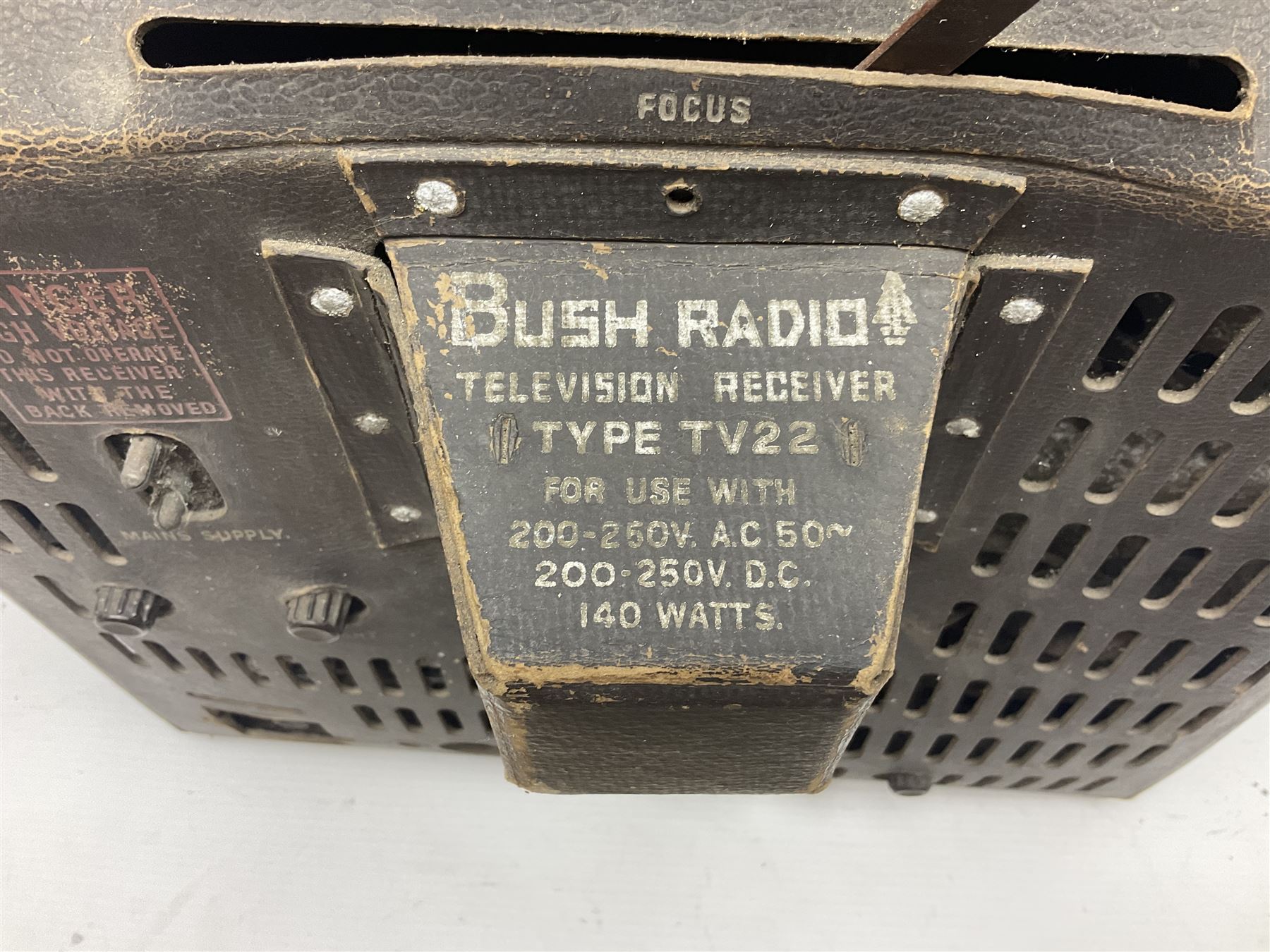 Bush Type TV22 Bakelite TV produced by Bush Radio, London, UK ca. 1950s, H40cm