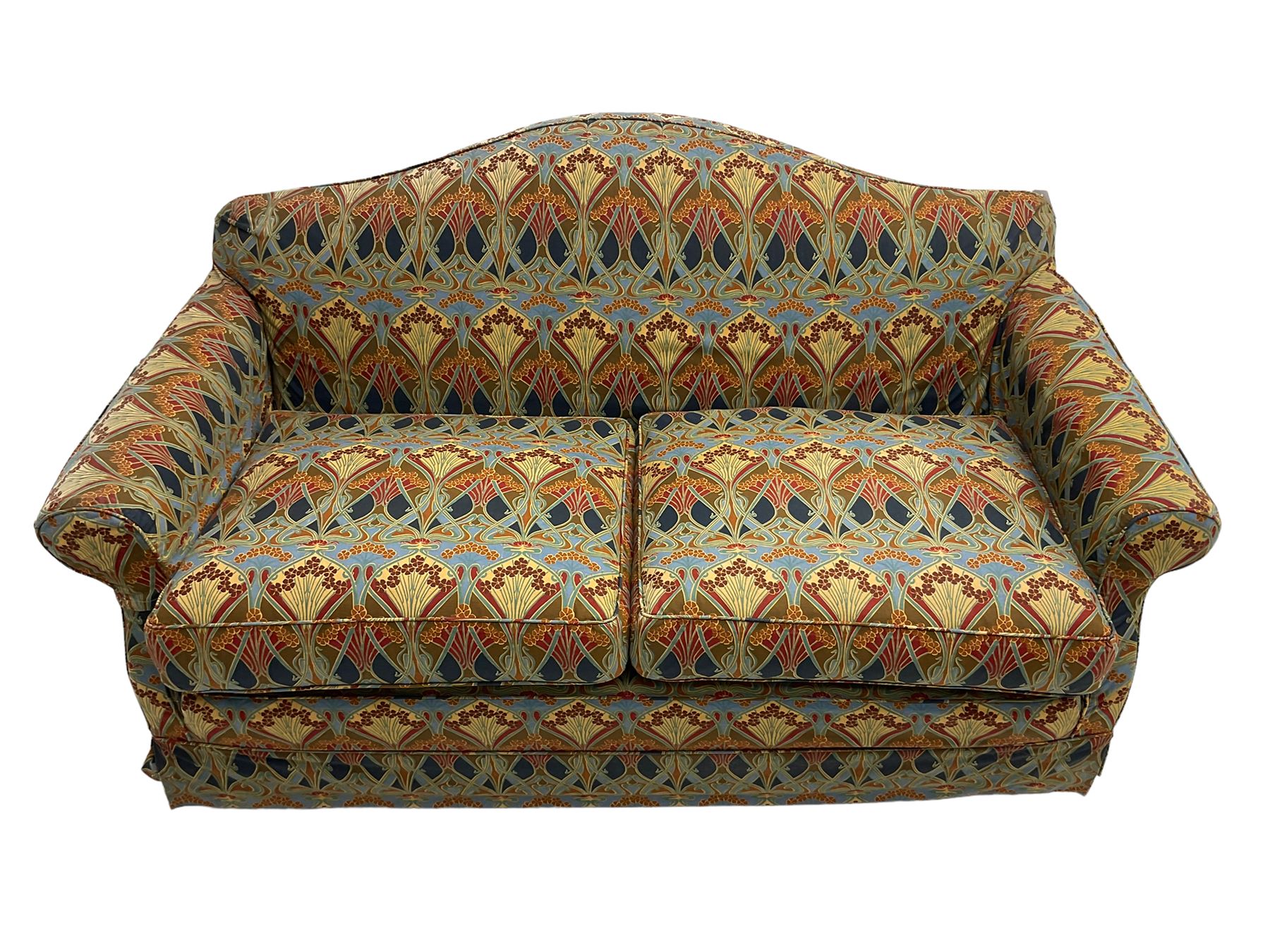 Two seat traditional shape sofa, upholstered in Liberty's 'Lanthe' fabric