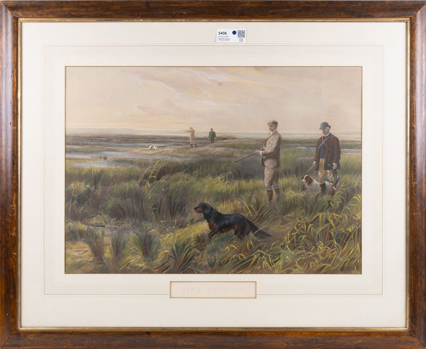 Pair of shooting prints, 'On the Moors' and 'Snipe Shooting', including frame 77cm x 94cm (2)