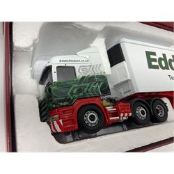 Corgi Eddie Stobart - three Hauliers of Renown lorries; CC13722 Scania R Fridge Trailer; CC15202 MAN XLX; and CC15207 MAN TG-X (XL) Fuel Tanker; all boxed (3)