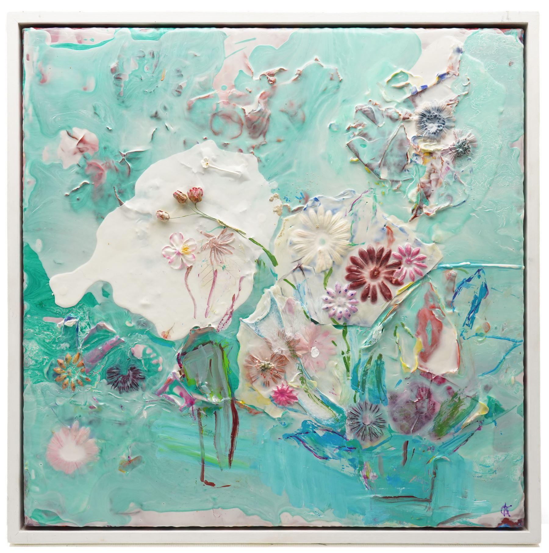 Gillian Ross Kelsey (British 1935-2025): 'Ever Summer', mixed media on board, signed and titled verso 61.5cm x 61.5cm