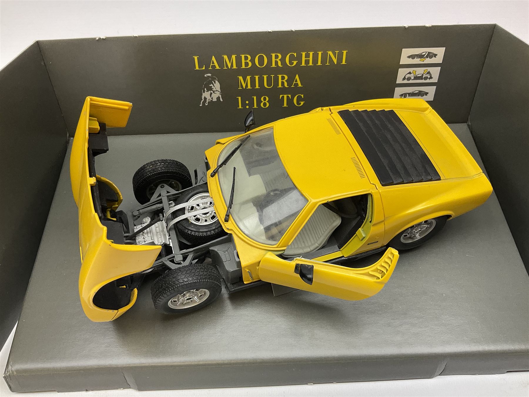 Polistil - four Tonka 1:16 scale models comprising Porsche 911 Cabriolet; MGA Twin Cam; Ferrari California; and Morgan Plus 8; and Polistil 1:18 scale  model Lamborghini Miura; all boxed (5)