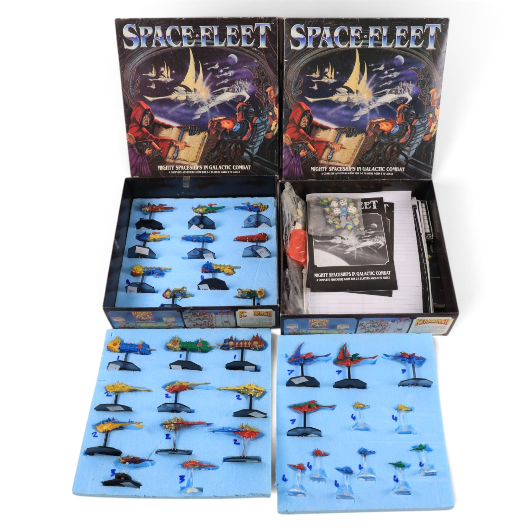 Games Workshop Space Fleet, classic space battle game, with painted figures, board and instructions, in two boxes