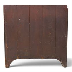 George III mahogany straight-front chest, two short over three long graduating drawers, cockbeaded edges with brass rose handles, raised on shaped supports