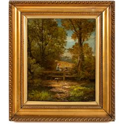 Manner of Joseph Paul Pettitt (British 1812-1882): Couple in a Country Landscape, oil on canvas indistinctly signed 29.5cm x 24cm