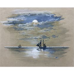 Myles Birket Foster RWS (British 1825-1899): Ships under Moonlight, watercolour unsigned 10cm x 12cm 
Provenance: private East Yorkshire collection; inscribed verso 'from the collection of Mrs William Foster, daughter-in-law of the artist. Sold by Sotheby's July 1982'