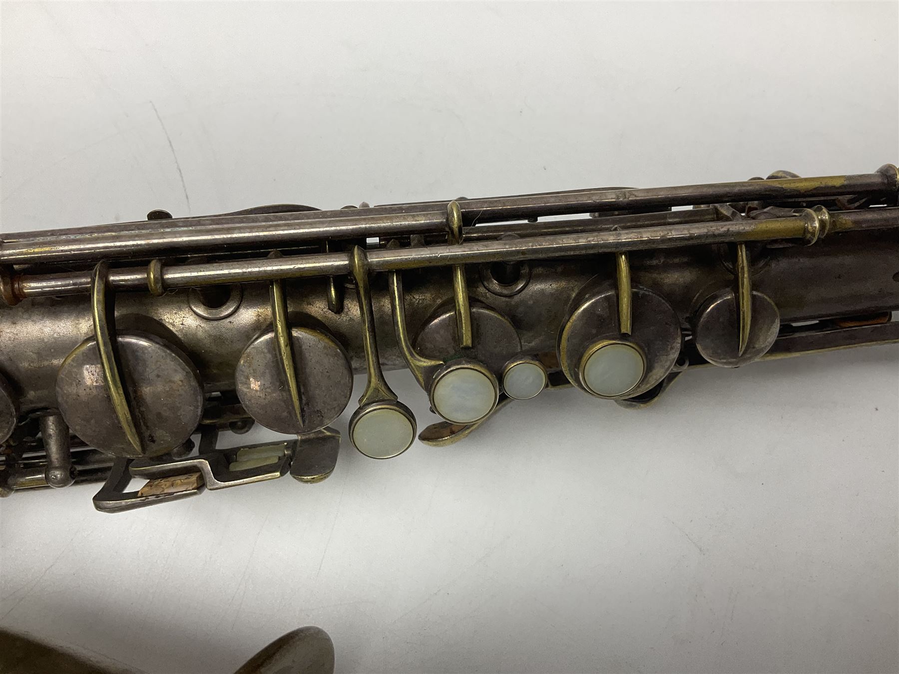 Early 20th century Elkhart Pan American C-Melody saxophone, Patd. Sept.14 1915, no.1153489, serial no.P27678; in fitted hard carrying case with crook