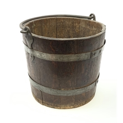 A Victorian coopered oak bucket, with sw