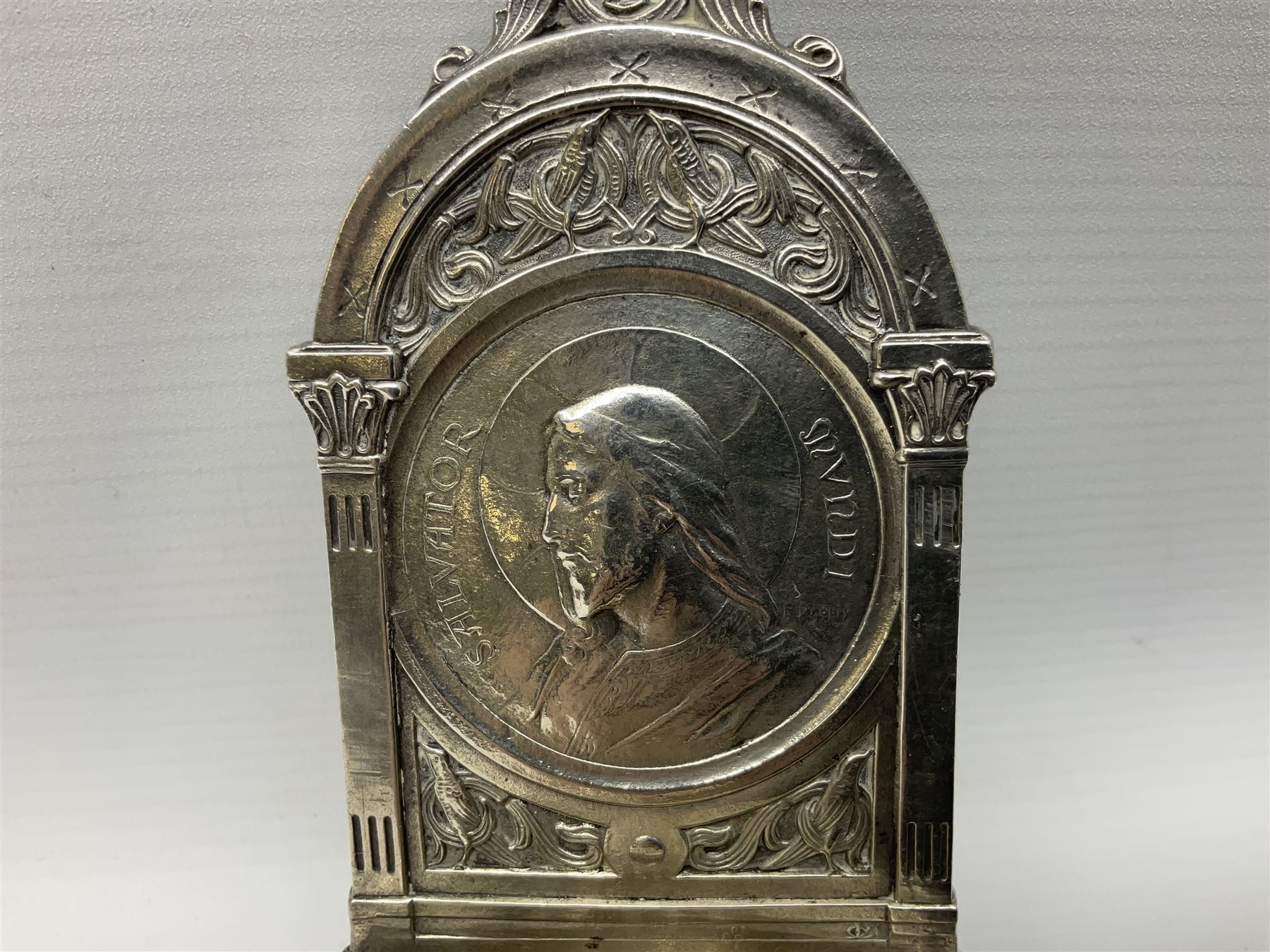 Small American silver plated font, stamped verso Gorham Co, H15cm
