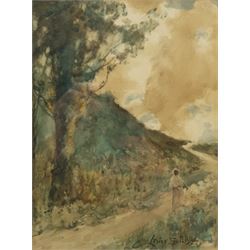 Lester Sutcliffe (British 1848-1943): 'Homeward Flock', watercolour signed 19cm x 14.5cm; 'Silver Birch', monochrome lithograph signed and titled in pencil 57cm x 32cm (2)