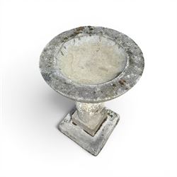 Weathered cast stone three sectional garden bird bath