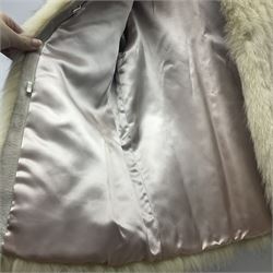 Silver fox fur ladies short jacket, silk lined, makers label for Femina Furs