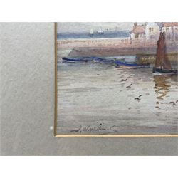 John Wynne Williams (British fl.1900-1920): Whitby Harbour, watercolour heightened with white 16cm x 25cm; Edward Binns (British Early 20th Century): Staithes Harbour, watercolour signed, dated 1907 verso 26cm x 36cm (2)