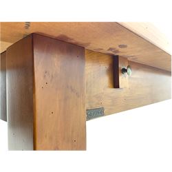 Grange Furniture cherry wood dining table, and eight chairs with rush seats