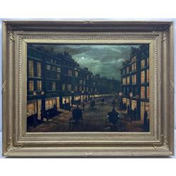 Wilfred Bosworth Jenkins (British 1857-1936): York Street Scene by Moonlight, oil on canvas signed 39cm x 55cm