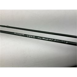 Quantity of fly and sea fishing rods and accessories, to include Shakespeare Boat 210 rod, Daiwa rod and others, and Guang Zhao FLD9000 course fishing reel, Beachmaster 7000FD, Rimfly II amd Penn Super Mariner, tackle etc