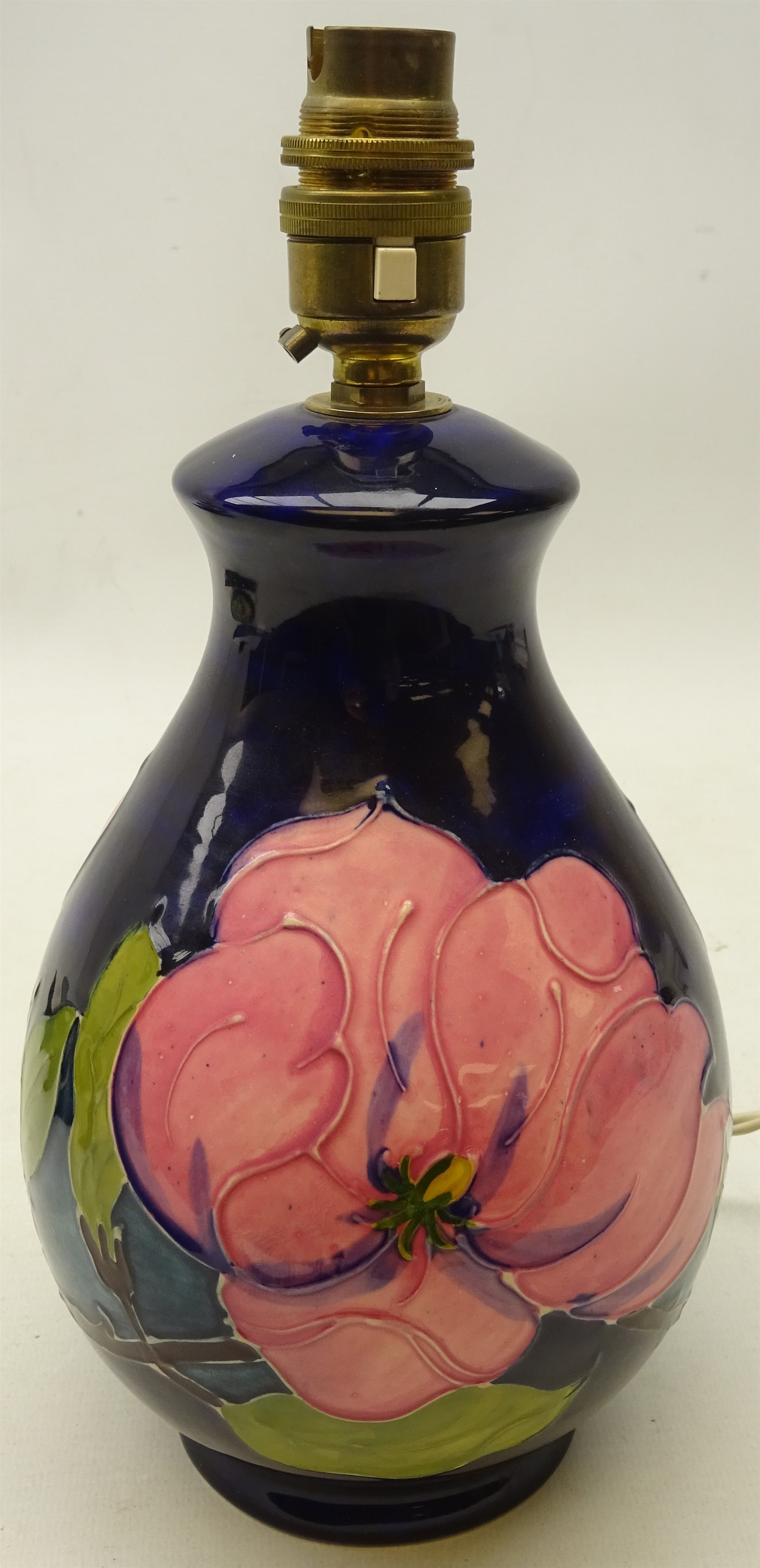 Moorcroft Magnolia pattern table lamp of baluster form, H21cm