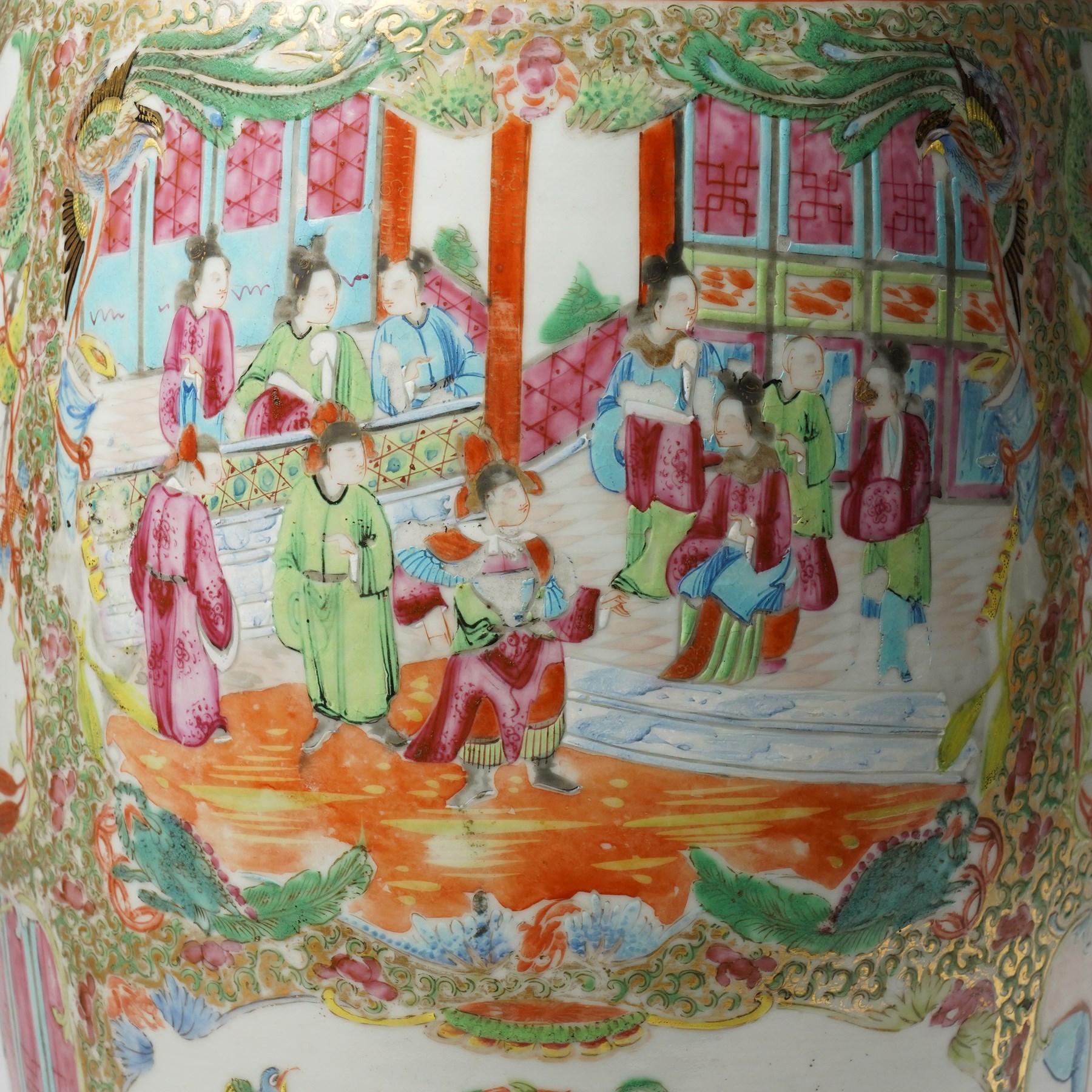 Chinese Cantonese 19th century famille rose medallion vase, H62cm 