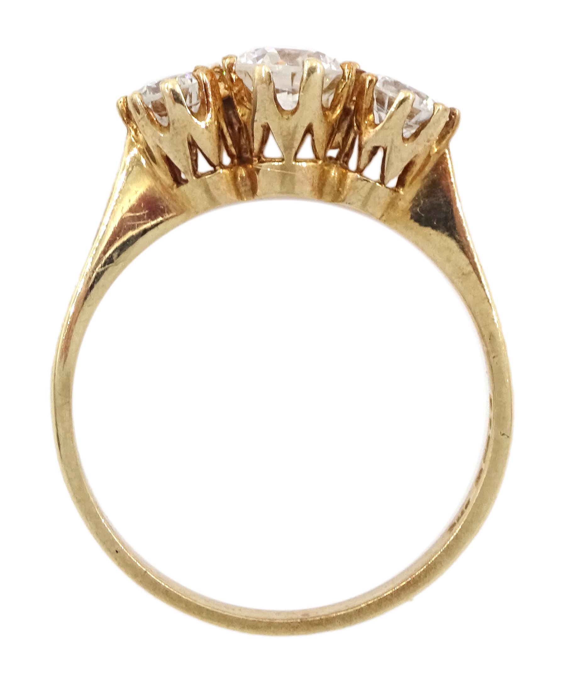 9ct gold three stone cubic zirconia ring, hallmarked