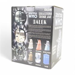 Four Doctor Who Limited Edition Collector's Cookie Jars, to include Platinum Edition Dalek, Silver and Blue Dalek, White and Gold Dalek and Tardis, all boxed 