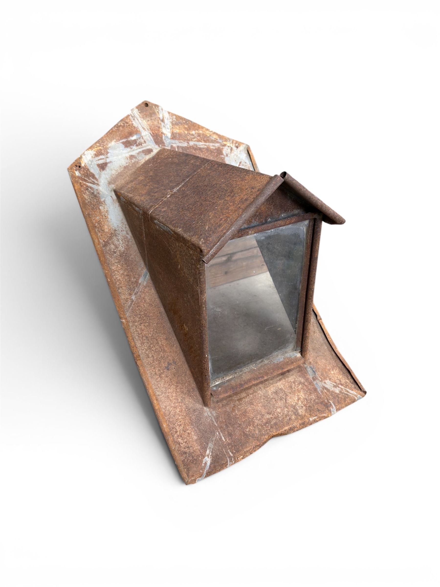 Pair of metal sloping roof lanterns with glazed windows