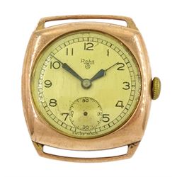 Rone gentleman's 9ct rose gold manual wind presentation wristwatch, London 1944