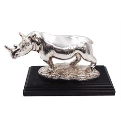 Filled silver model of a rhinoceros by A