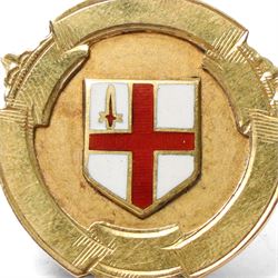 9ct gold enamel football fob, Birmingham 1930
