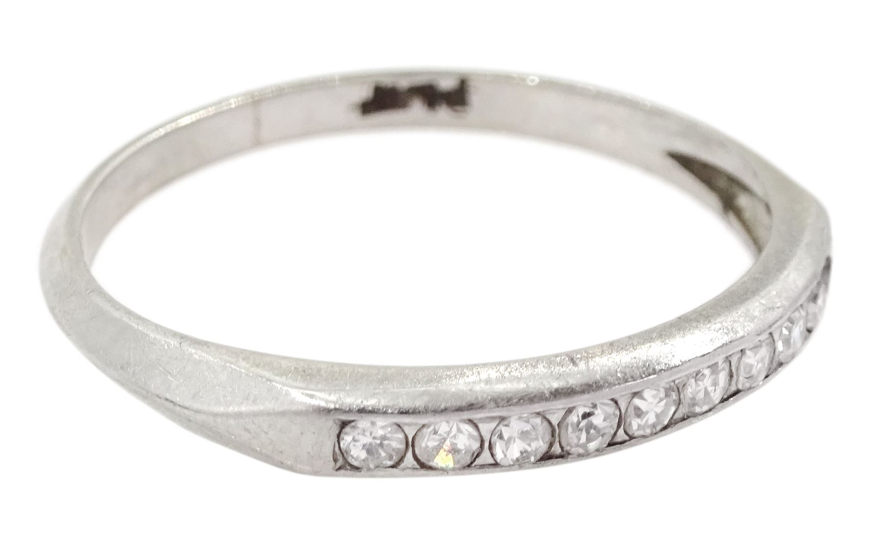 Early 20th century platinum channel set old cut diamond half eternity