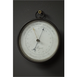  19th century Breguet aneroid barometer, brass drum case with white dial, no. 4609, D12.5cm  