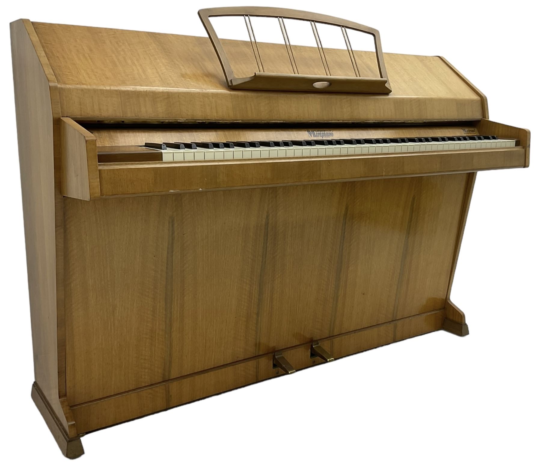 Evestaff - 'Minipiano' mid-20th century walnut cased piano, iron framed and overstrung movment