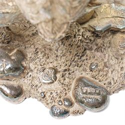 Country Artists silver filled model of three owlets on a branch W12cm