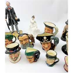  A limited edition Royal Doulton figurine, modelled as Sir Henry Doulton HN3891, no1154, with certificate, together with another Royal Doulton figurine Harmony HN4096, and a number of mostly Royal Doulton character jugs, including one modelled as Sir Henry Doulton D7057.   