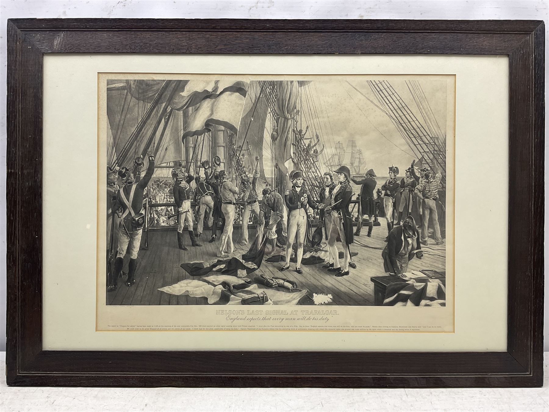 After Thomas Davidson (British 1803-1874): 'Nelson's Last Signal at Trafalgar', monochrome photogravure 45cm x 61cm 