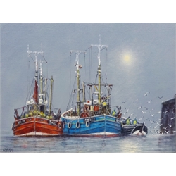  Jack Rigg (British 1927-): Fishing Boats off the Quayside, oil on board signed,  30cm x 40cm   