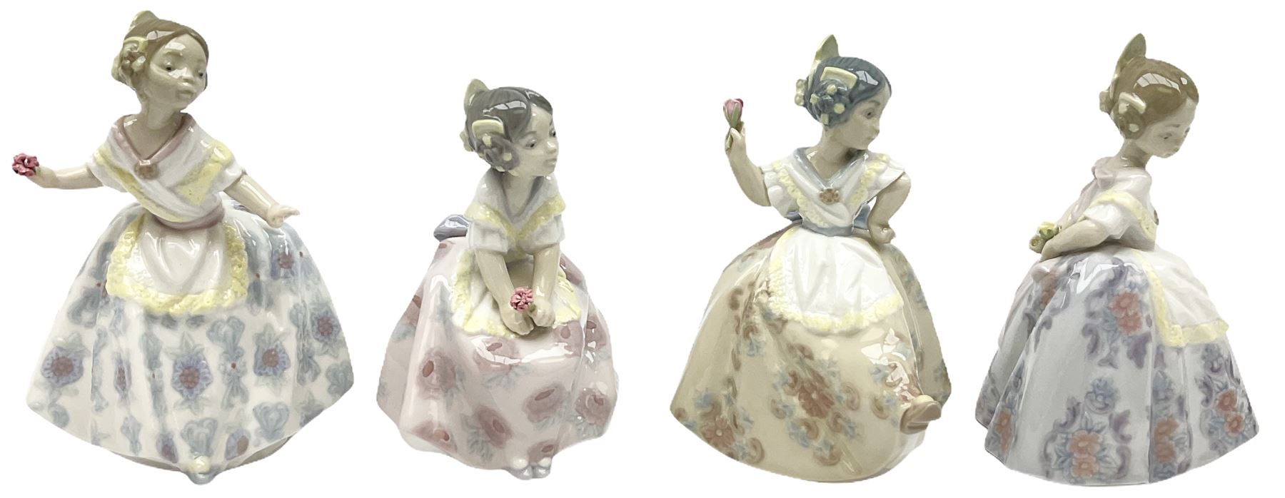 Lladro figures, Lolita model 5372, Carmencita model 5373, Valencianita model 5374 and Teresita model 5375