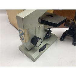 Four microscopes, comprising Nomo Biolam, RCS Zoo Lab 240, R Beck no 13756 and one other