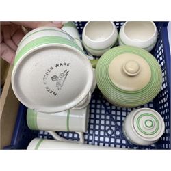 Sadler Kleen Kitchen Ware decorated with green stripes, together with two T.G Green 'The Gripstand' mixing bowls, James Broadhurs1977 silver jubilee tea service for six