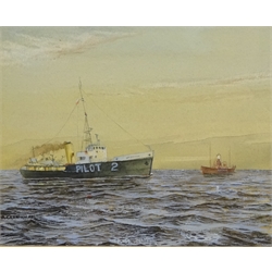  Roy Carmichael (Northern British fl.1970-1985): 'Boarding the Pilot' and 'The Last Cutter', two watercolours signed, titled verso 21cm x 31cm and 18cm x 22cm (2)  