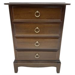 Stag Minstrel - pair of mahogany pedestal chests, fitted with four long drawers