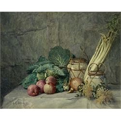 Albert George Stevens (Staithes Group 1863-1925): Still Life of Vegetables, watercolour signed 19cm x 24cm