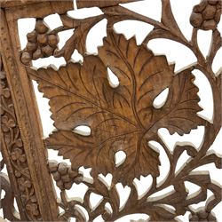 Anglo-Indian heavily carved and pierced three panel folding screen 